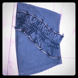 Zara Denim Ruffle Skirt